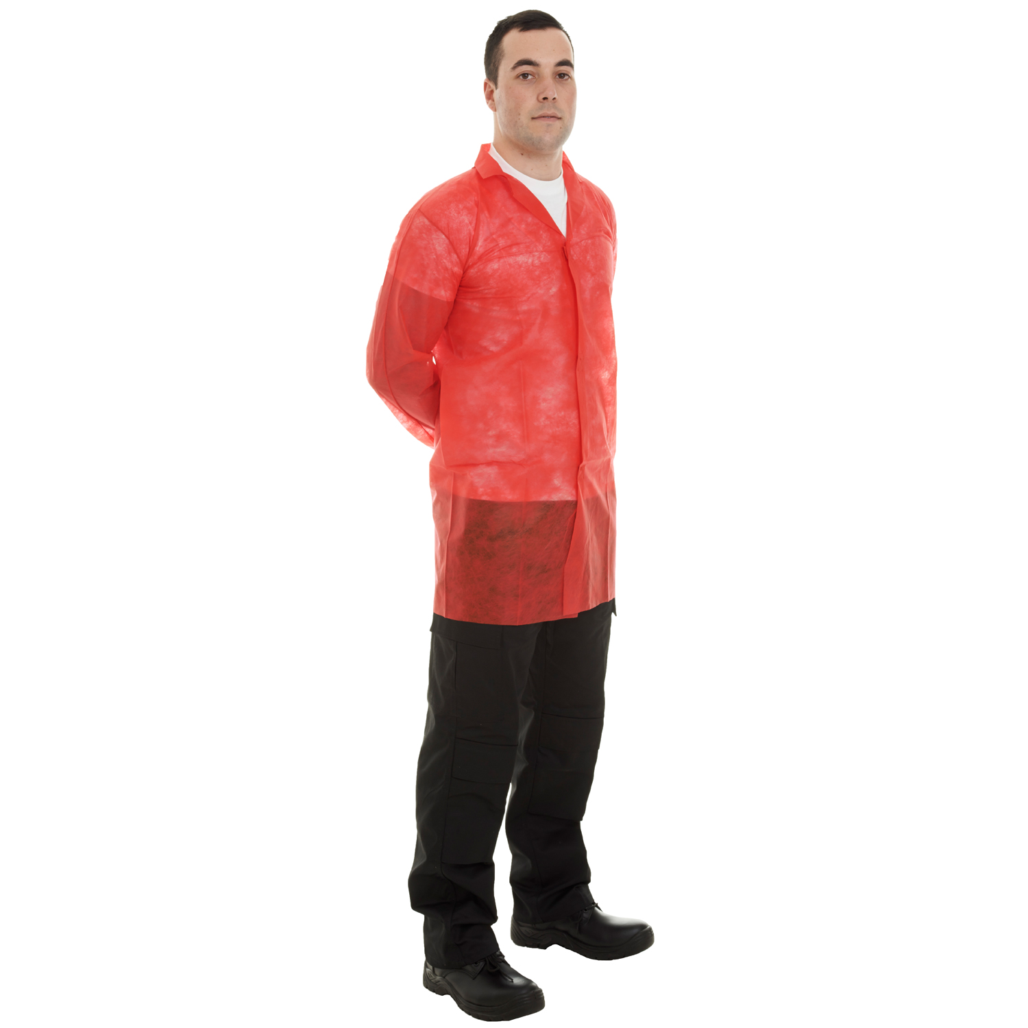 Red Non-Woven Visitor Coat Velcro - Medium