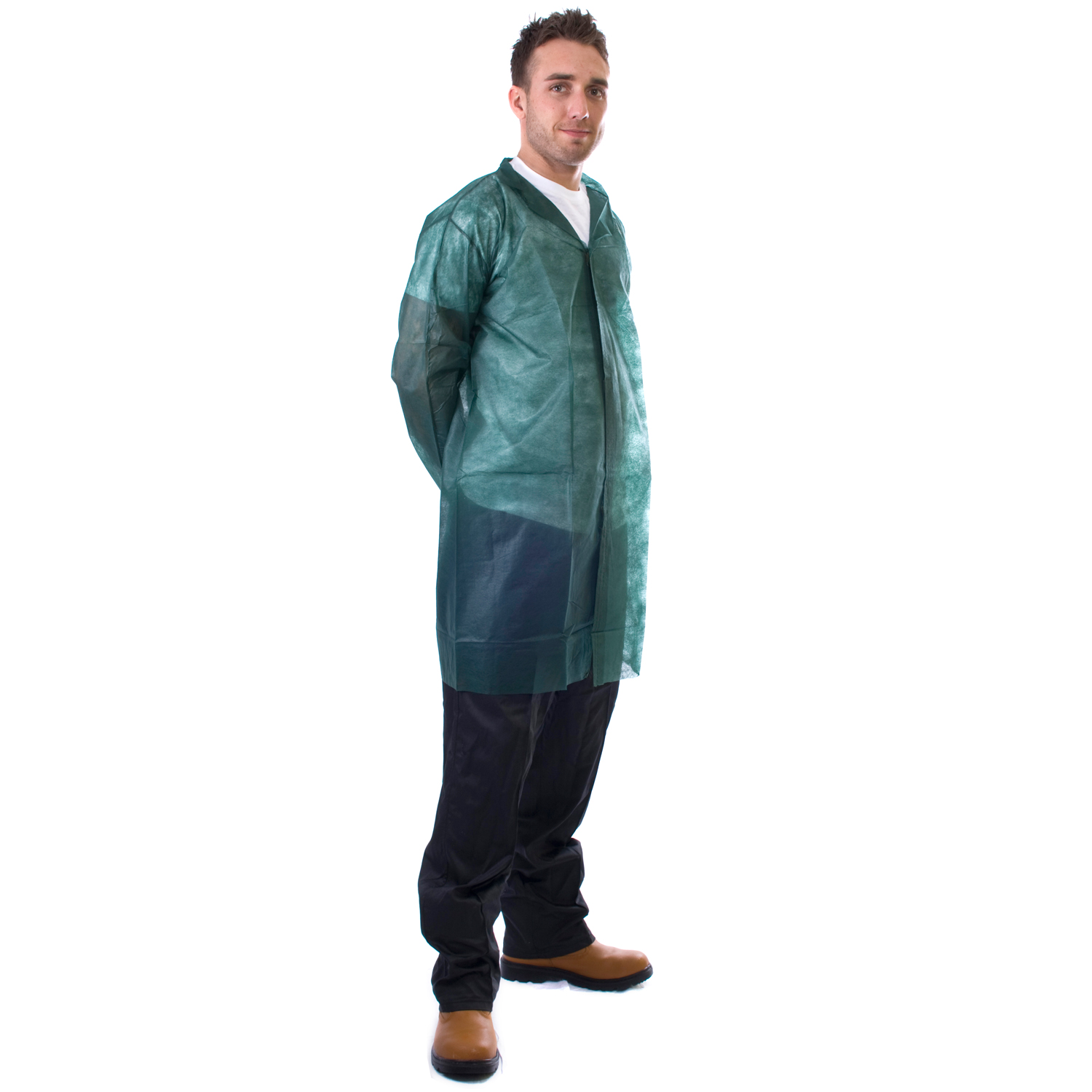 Green Non-Woven Visitor Coat Velcro - Small 