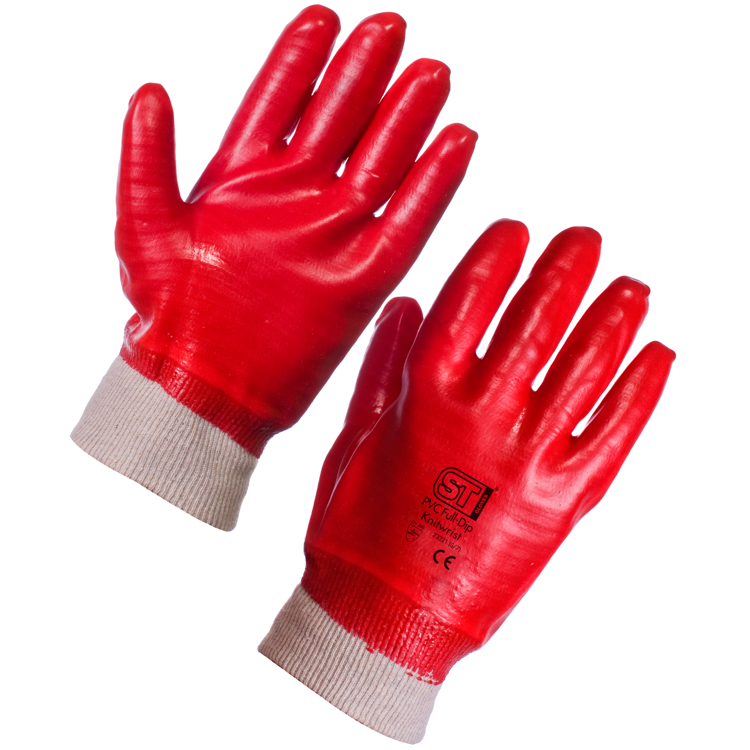 Red PVC S/Dip Knit-wrist - Ladies - Size 7