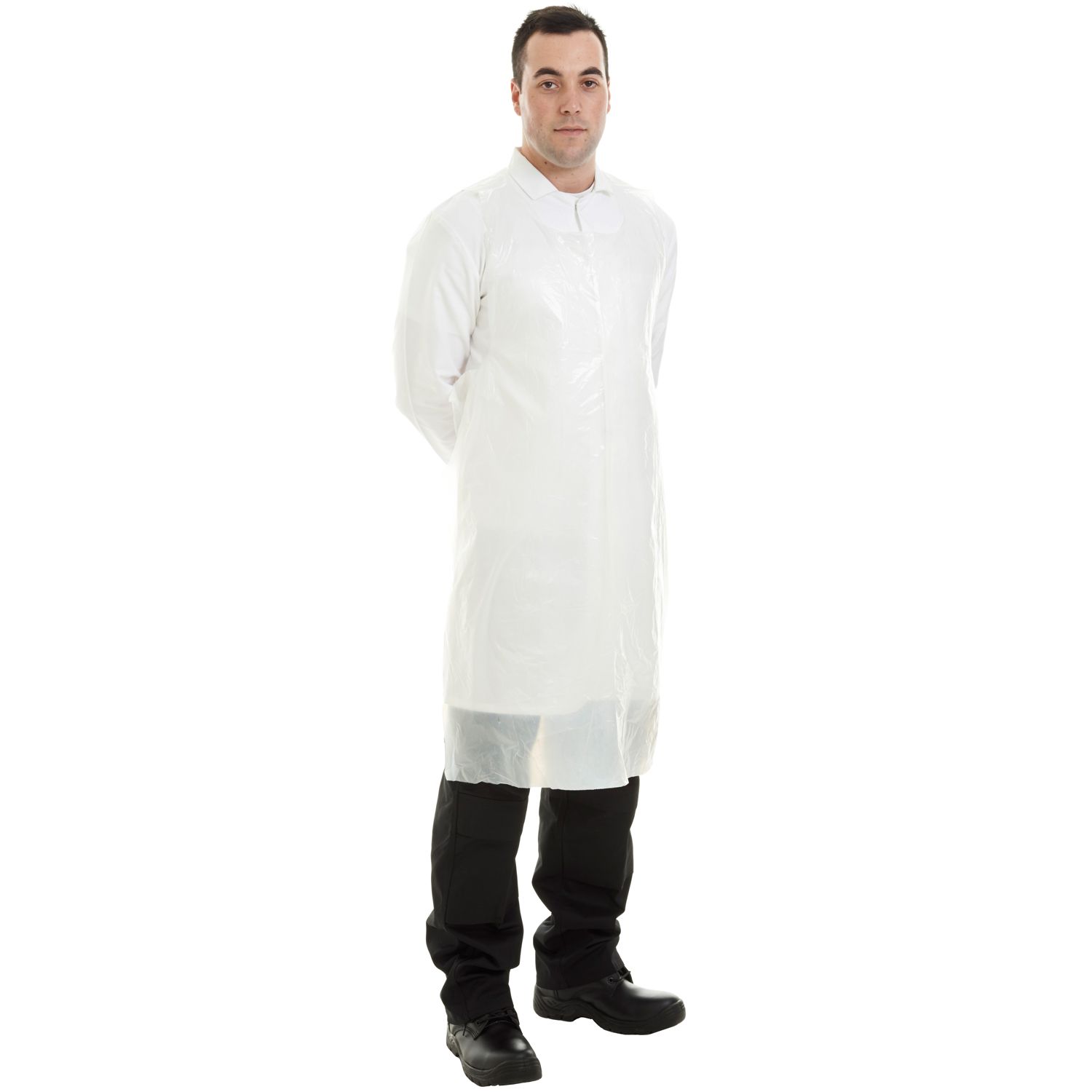 PE Apron White 69x107 20micron disp