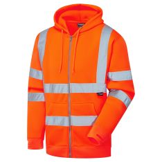 Supertouch Hi Vis Orange Zipped Hooded Sweatshirt