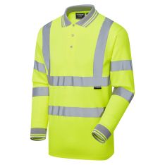 Supertouch Hi Vis Yellow Long Sleeve Bird Eye Polo Shirt