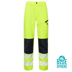 Essentials Hi Vis Eco Coolair 4-Way Stretch Yellow Trousers  