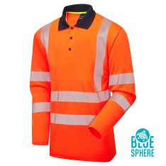  Essentials Hi-Vis Eco CoolMax Orange Long Sleeve Polo