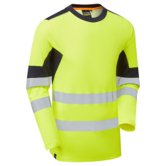 System Hi-Vis Eco Insulated Long Sleeve Cotton Cool Yellow/Navy T-Shirt