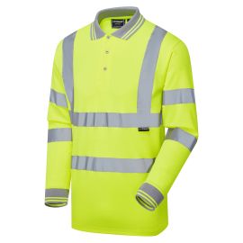 Supertouch Hi Vis Yellow Long Sleeve Bird Eye Polo Shirt