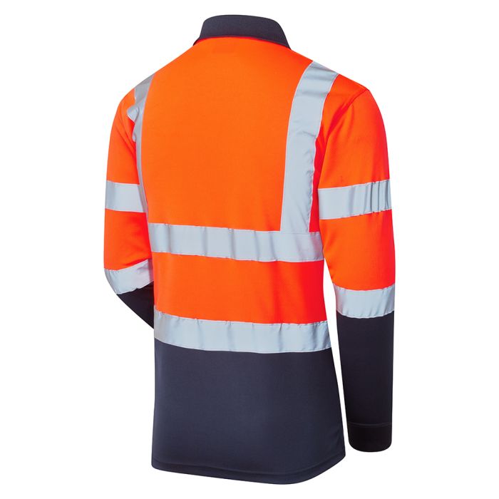 Supertouch Hi Vis 2 Tone Orange Long Sleeve Polo Shirt