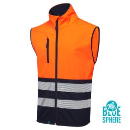 Essentials Hi Vis Eco Coolair 2 Tone Orange/Navy Softshell Gilet