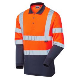 Supertouch Hi Vis 2 Tone Orange Long Sleeve Polo Shirt